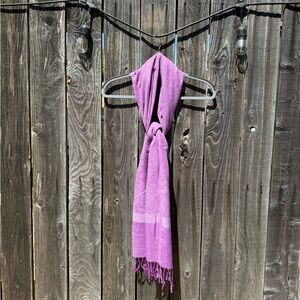 3/$15 CLEARANCE Long Purple Scarf with Fringe at the Ends
